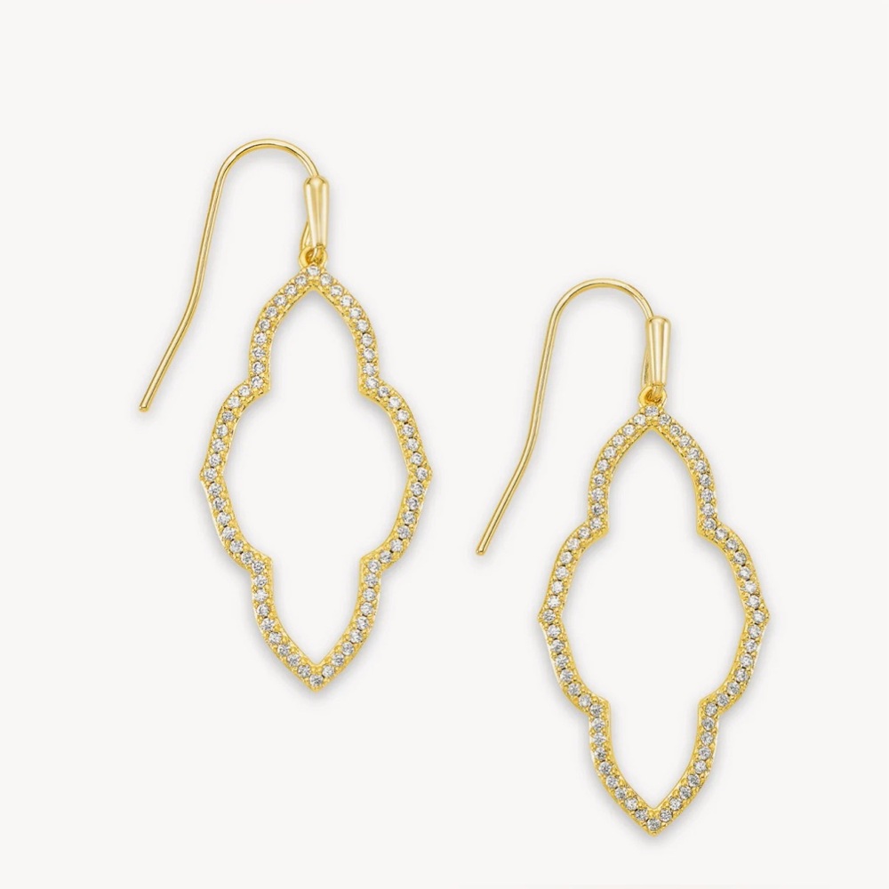 Kendra Scott Gold-tone Pavé Open Quatrefoil Drop Earrings
